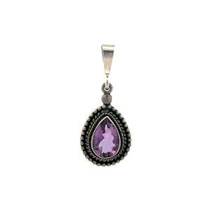 Designer AHM Sterling Silver & Amethyst Tear Drop Shaped Pendant! 195‎
